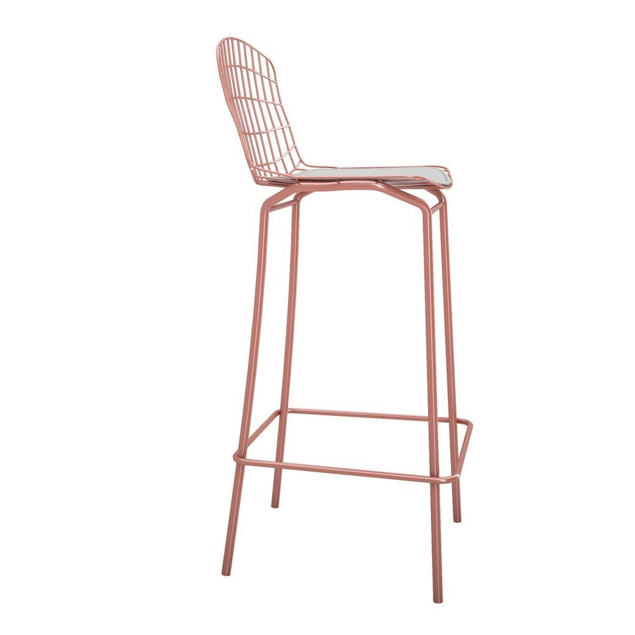 Rose Pink Gold and White Barstool Set of 3 D566351