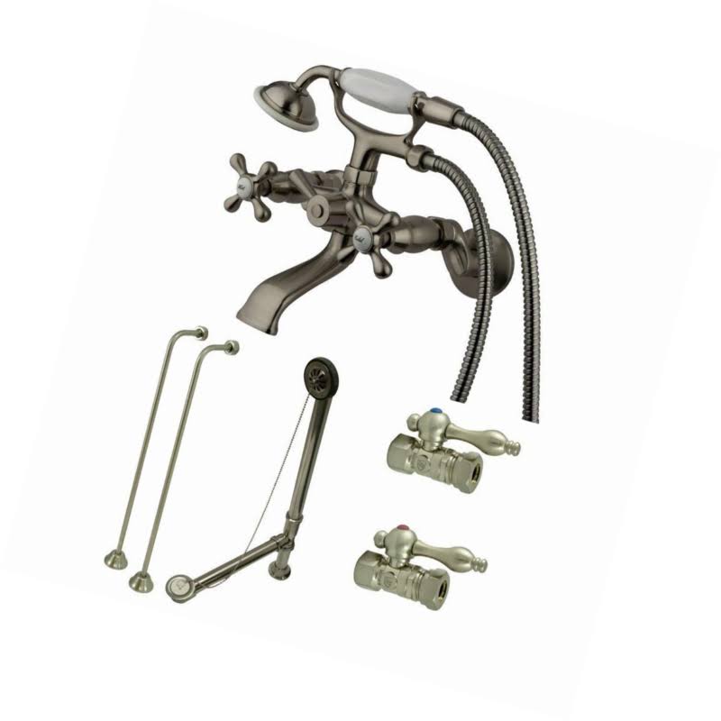 Vintage Wall Mount Clawfoot Faucet Package Brushed Nickel G557