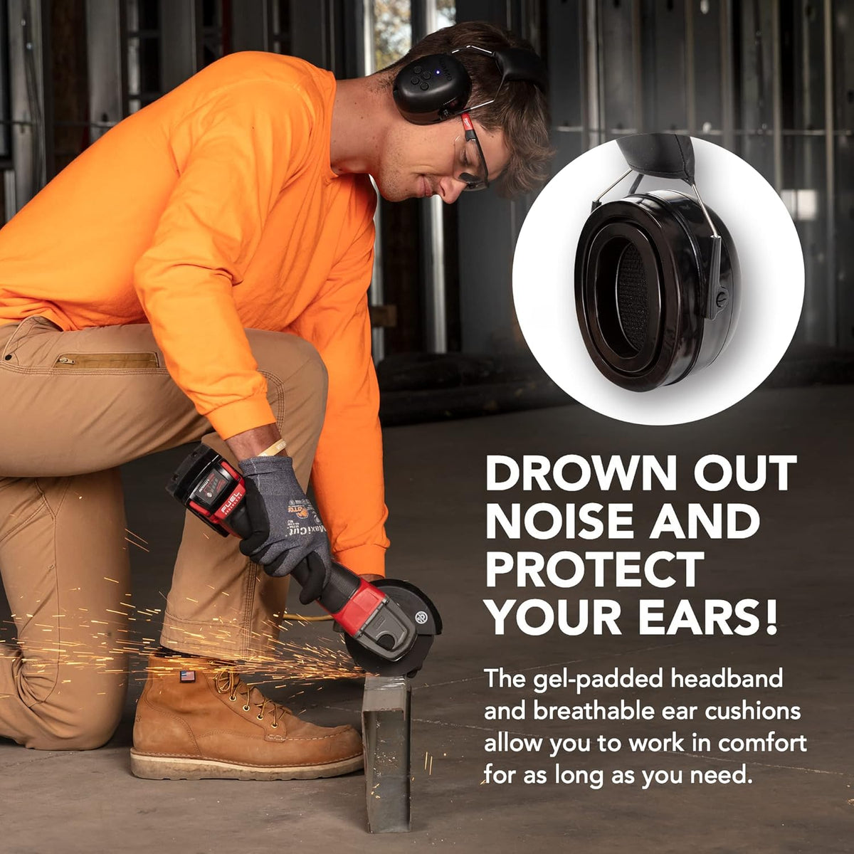 Bluetooth 5.0 Noise Reduction Safety Earmuffs with Adjustable Headband N98801