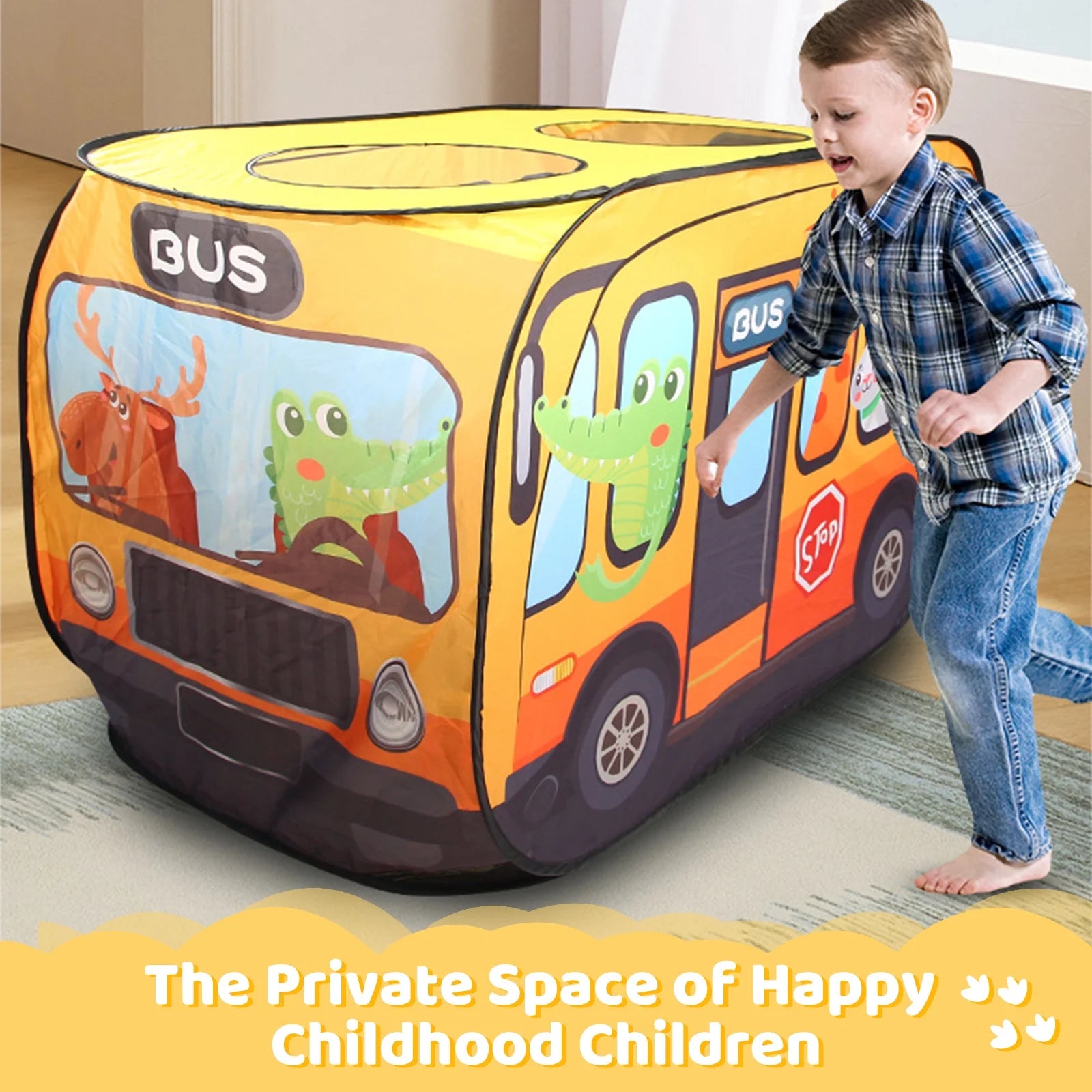 Yellow Pop up Play Tent with 2 Openings, Polyester, 44.46 x 28 x 29.25 inch U85101
