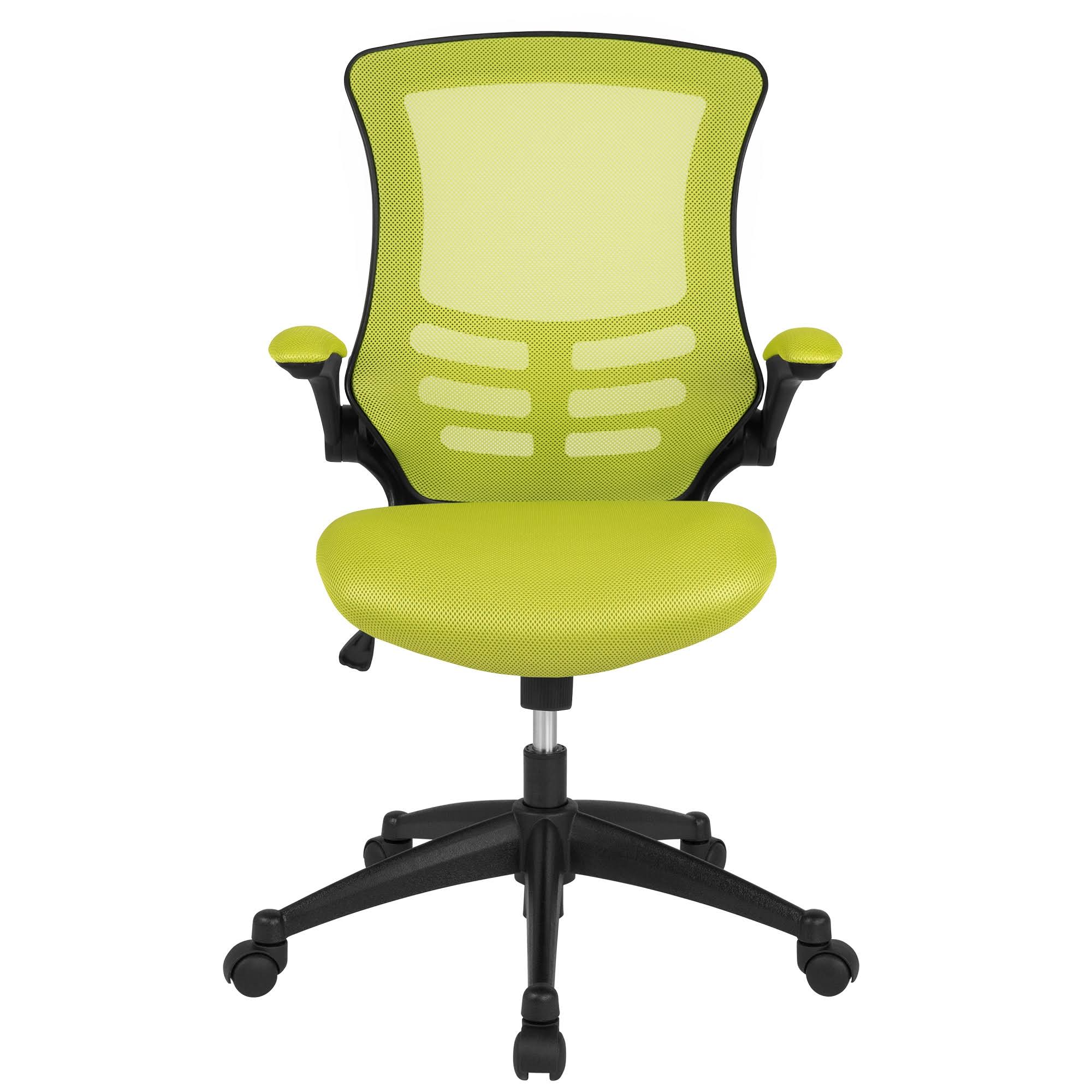 Green and Black Mid-Back Swivel Ergonomic Task Office Chair with Flip-Up Arms S203419