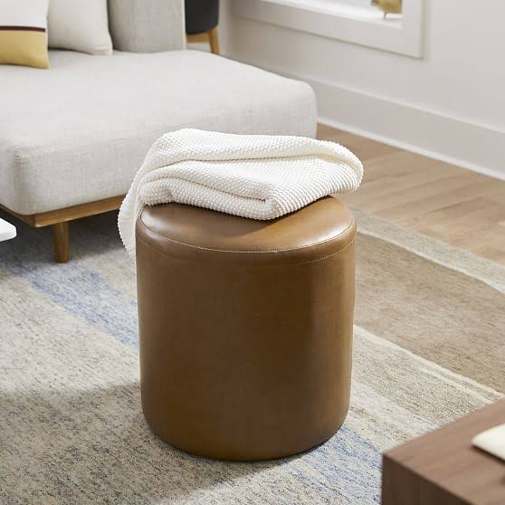 Vegan Leather Small Ottoman P225