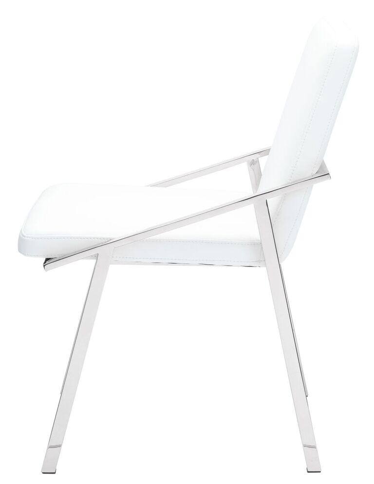 White/Polished Stainless Dining Chair O2609