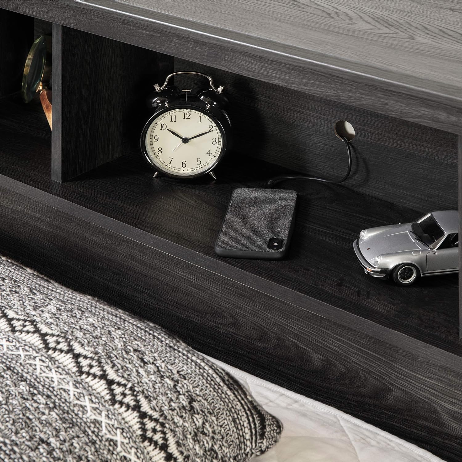 Gray Oak Twin Bookcase Headboard P74413