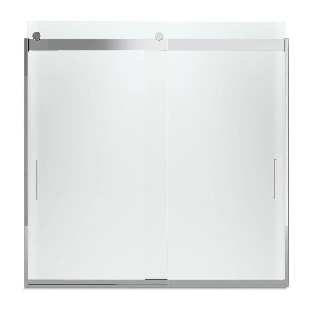 Frameless Sliding Bath Door with Frosted Glass, Bright Silver R603
