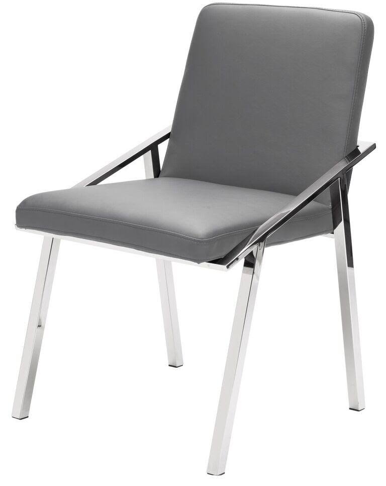 White/Polished Stainless Dining Chair O2609