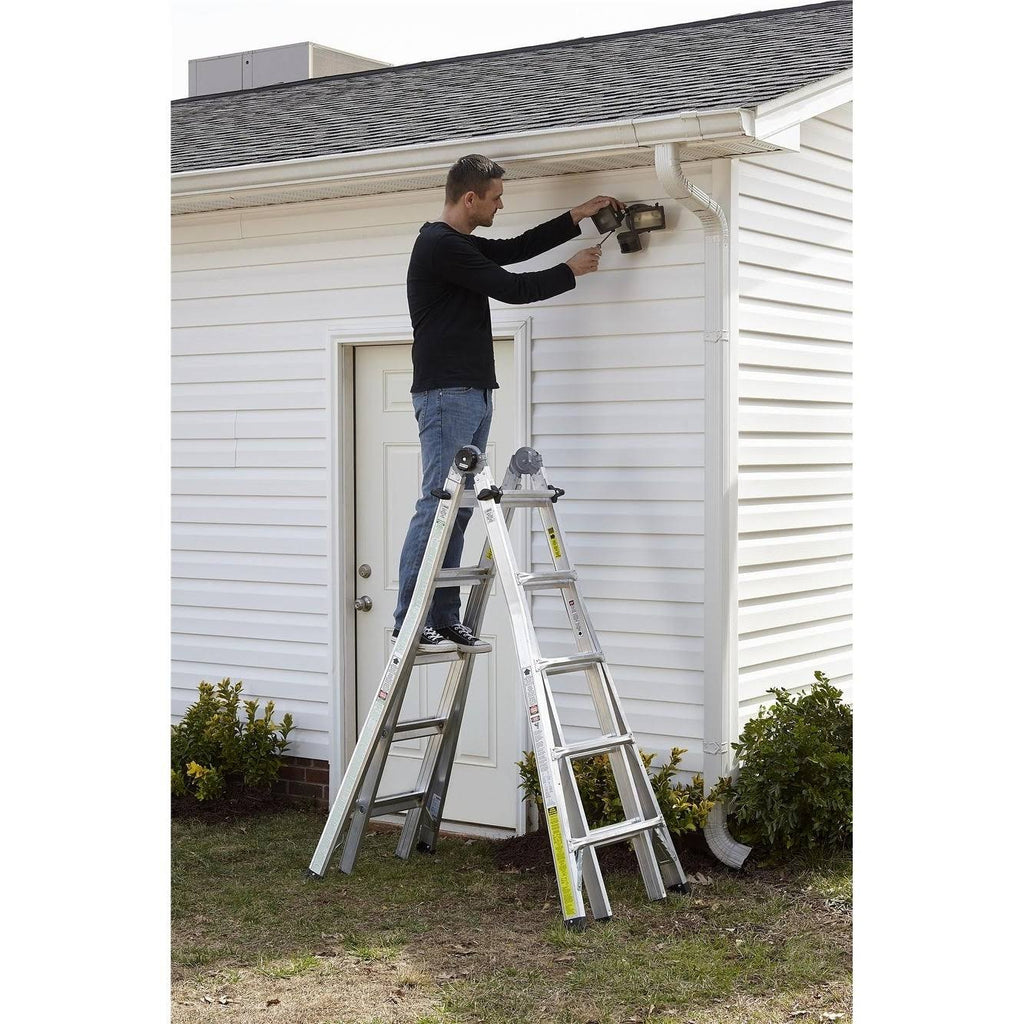 22' Max Reach Aluminum Telescoping Multi-Position Ladder P514