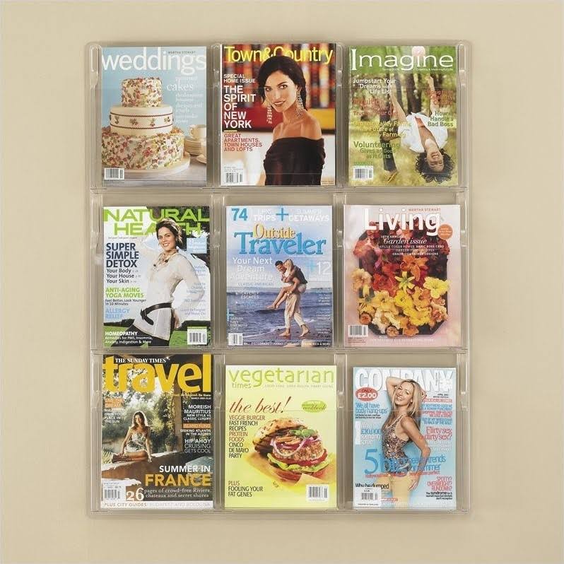 Clear 9 Compartment Wall Mount Literature Holder E615015