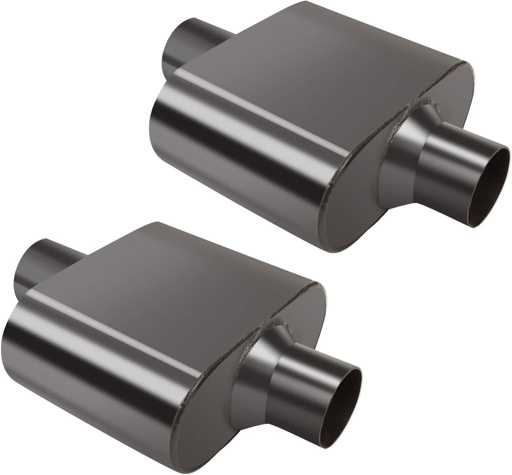 Pair of Single Chamber Performance Race Muffler 3" Center / Center Universal Steel Muffler Pack of 2 S136205