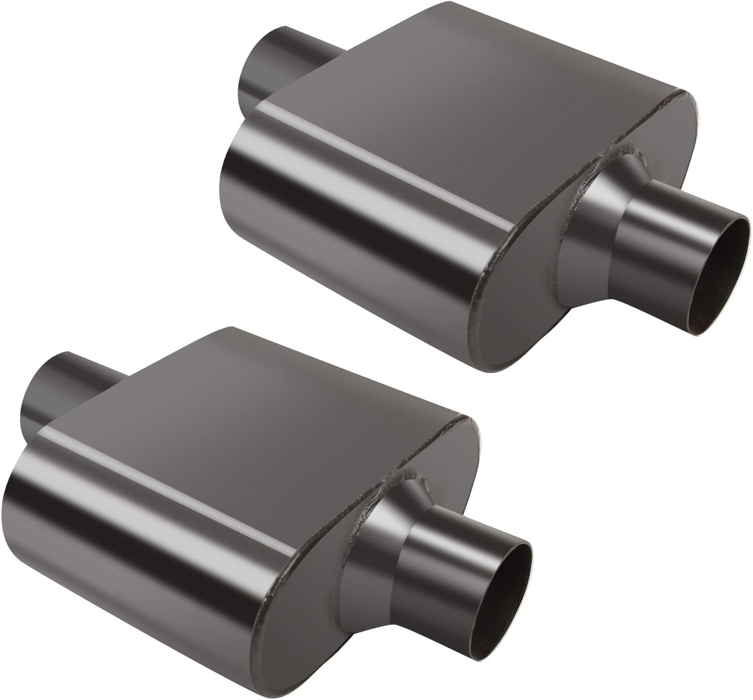 Pair of Single Chamber Performance Race Muffler 3" Center / Center Universal Steel Muffler Pack of 2 S136205
