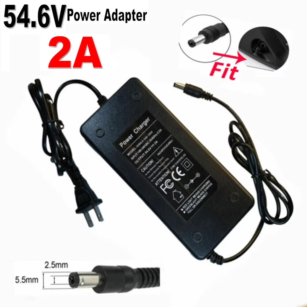 54.6V 2A Charger Adapter for 48V Li-ion Battery Ebike Scooter R7218
