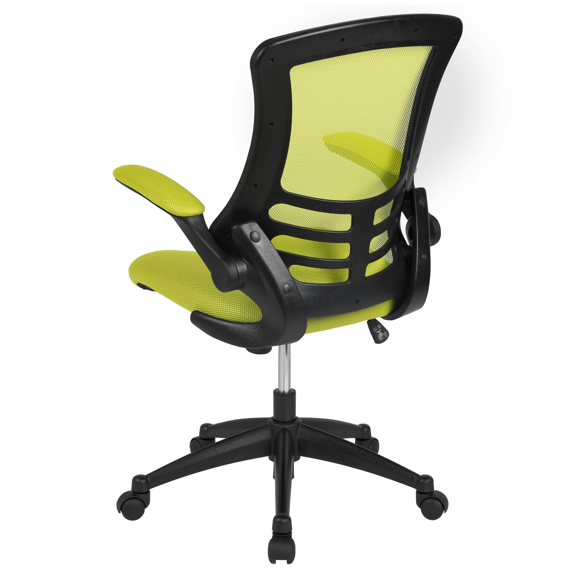 Green and Black Mid-Back Swivel Ergonomic Task Office Chair with Flip-Up Arms S203419