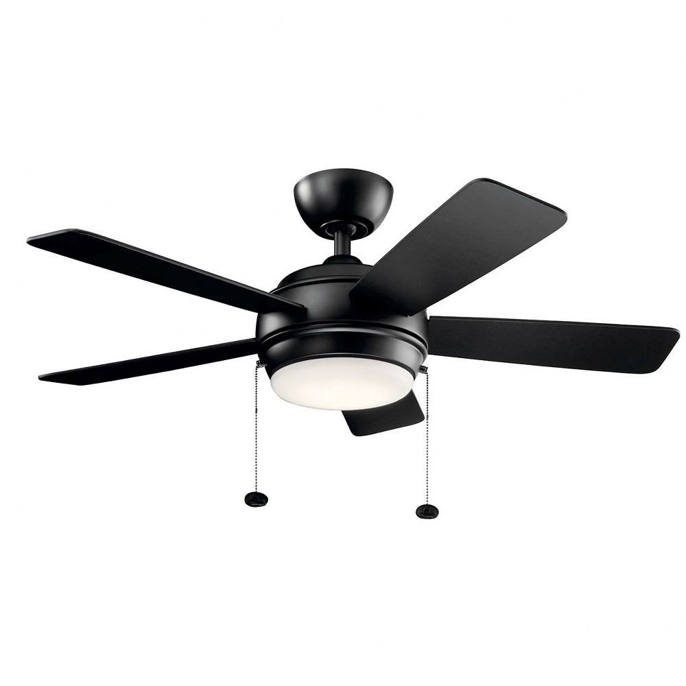 42 inch Ceiling Fan with Light Kit Satin Black Finish with Black/Silver Blade Finish with Etched Cased Opal Glass F706