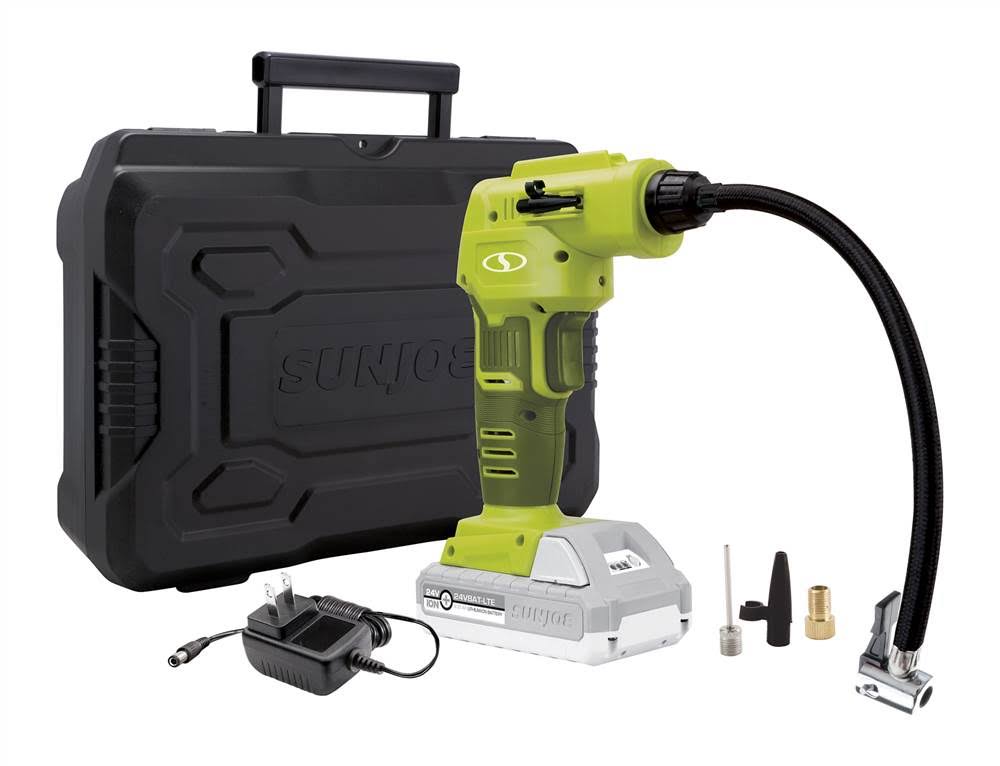 Black Cordless Air Compressor with Nozzle Adapters and Storage Case Z644
