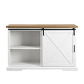 Reclaimed Barnwood and Brushed White Wood Sideboard with Sliding Barn Door Z90959