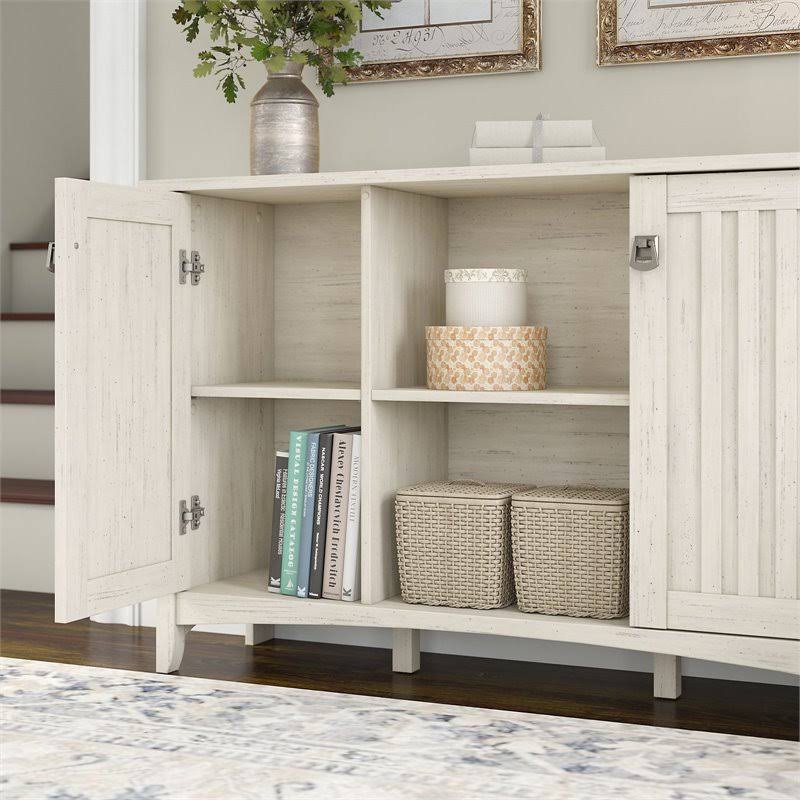 Antique White Storage Cabinet with Doors J78458