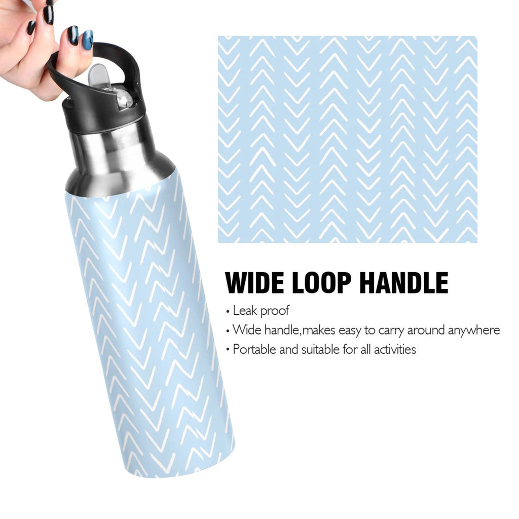 Blue Stripes 20 OZ Vacuum Insulated Stainless Steel Water Bottle with Straw Lid J4847
