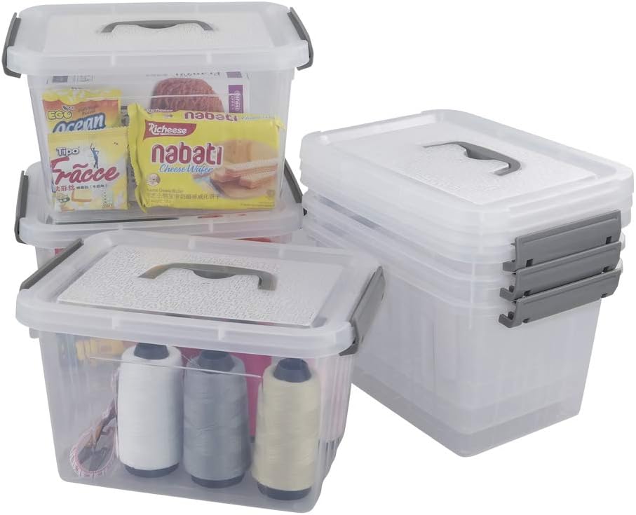 6 Pack 6 Quart Plastic Storage Bin with Lid I458