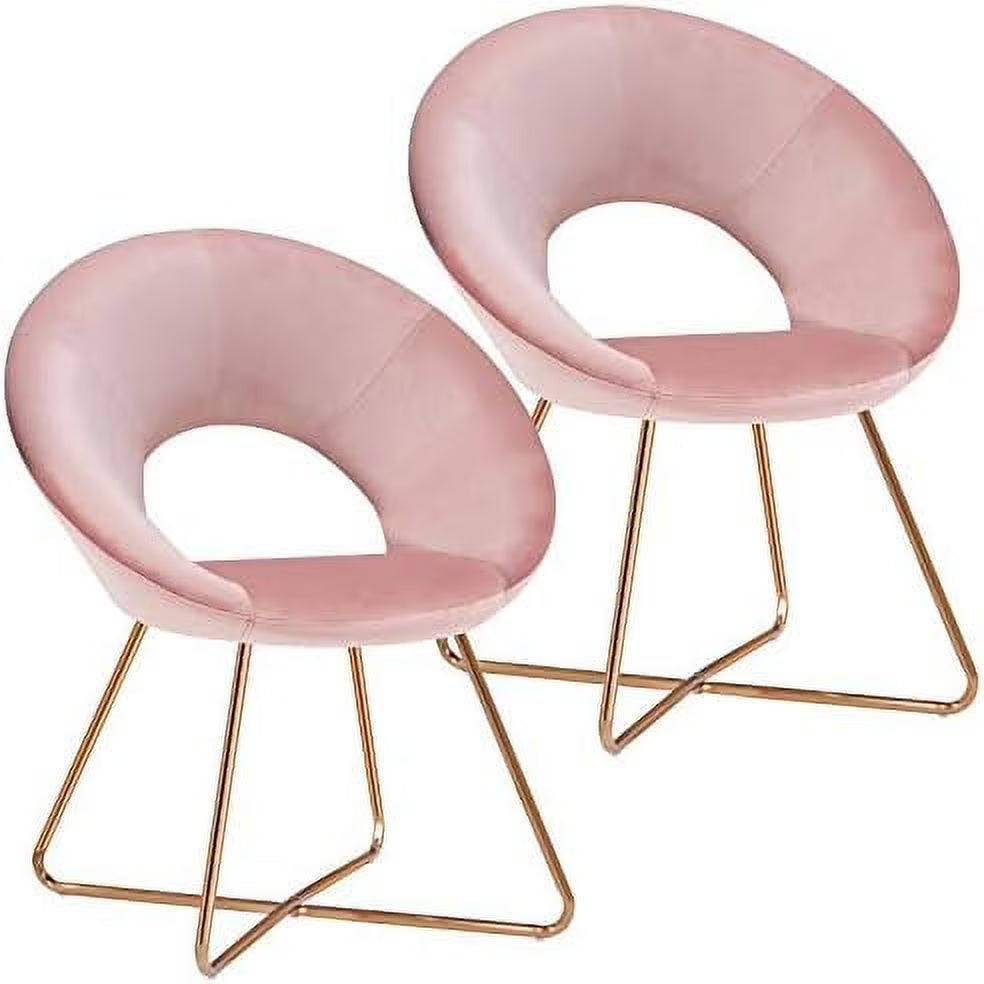 Velvet Accent Arm Chairs with Golden Metal Frame Legs Set of 2 I460937