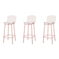 Rose Pink Gold and White Barstool Set of 3 D566351