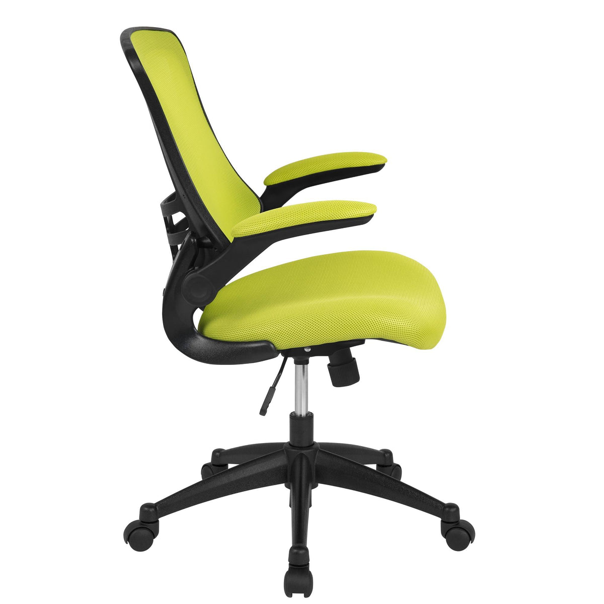 Green and Black Mid-Back Swivel Ergonomic Task Office Chair with Flip-Up Arms S203419