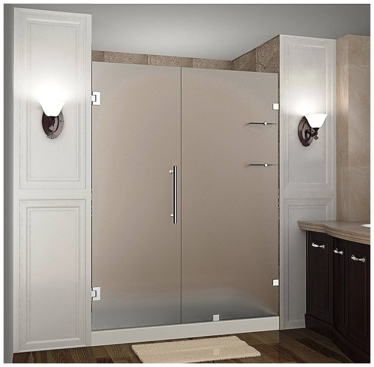 Chrome Frameless Shower Door with Shelves W737744