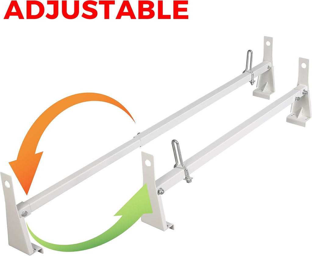 Steel Universal White Cargo Van Ladder Rack Roof 600LB T2115