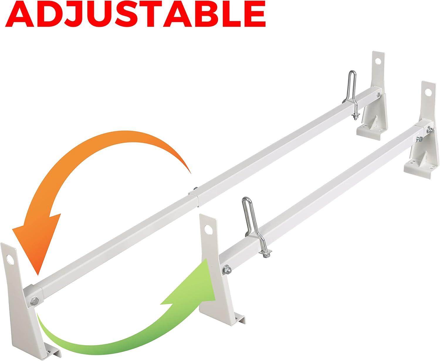 Steel Universal White Cargo Van Ladder Rack Roof 600LB T2115