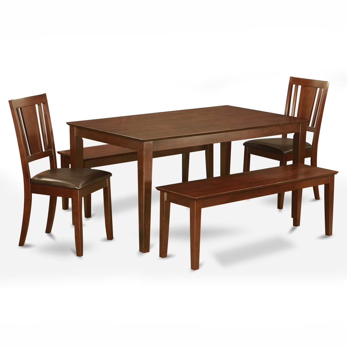 Mahogany Rectangular Kitchen Table with Bench and Chairs I815