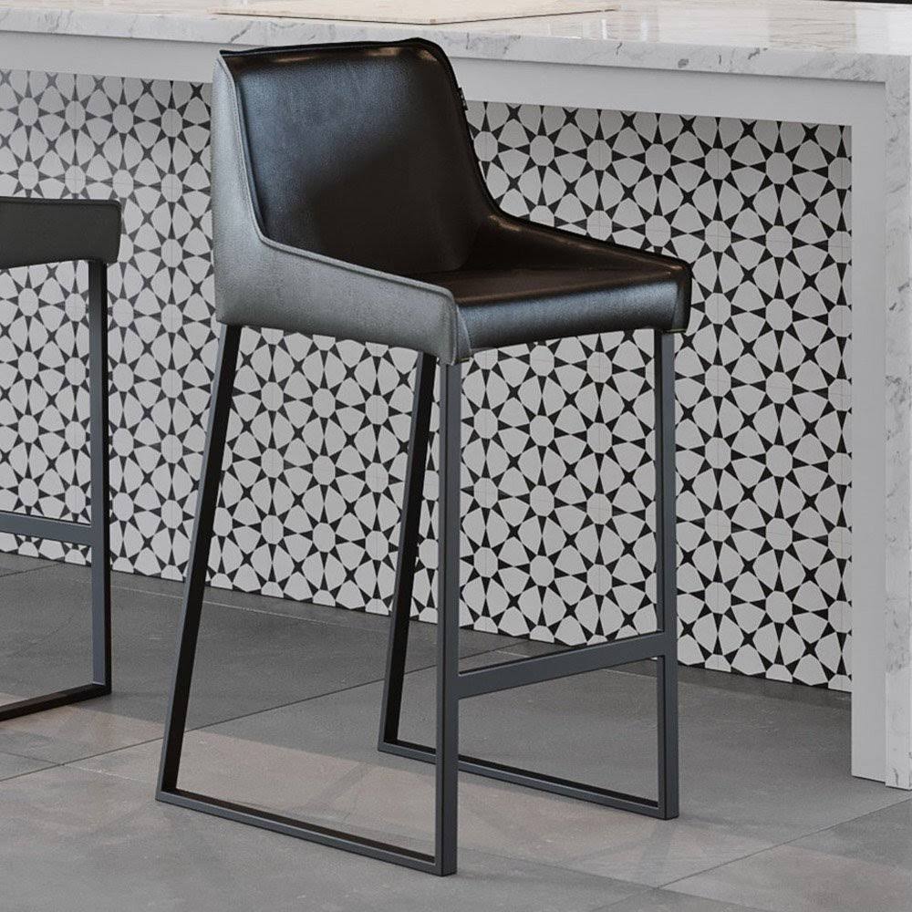 Black and Dark Gray Leatherette Counter Stool K9586