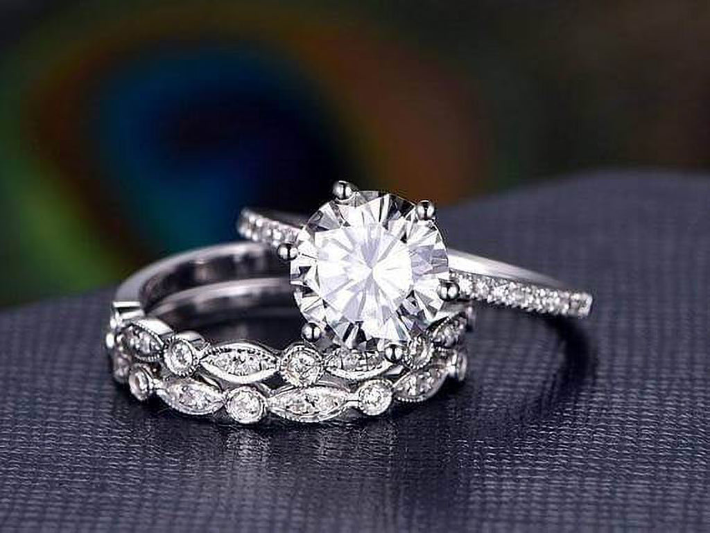 18k Gold Plated Moissanite Trio Wedding Set X8185