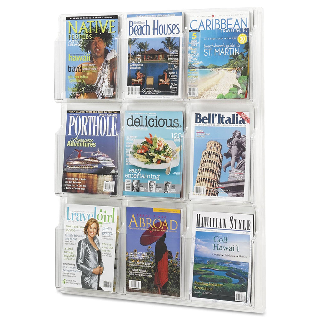 Clear 9 Compartment Wall Mount Literature Holder E615015