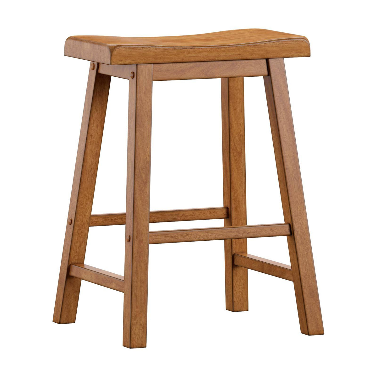 Saddle Seat Backless Wood Counter Stools, Set of 2, Oak M92472