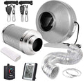 6 Inch 442 CFM Inline Fan Carbon Filter 16 Feet Ducting Combo with Variable Speed Controller Rope Hanger Temperature Humidity Monitor R598