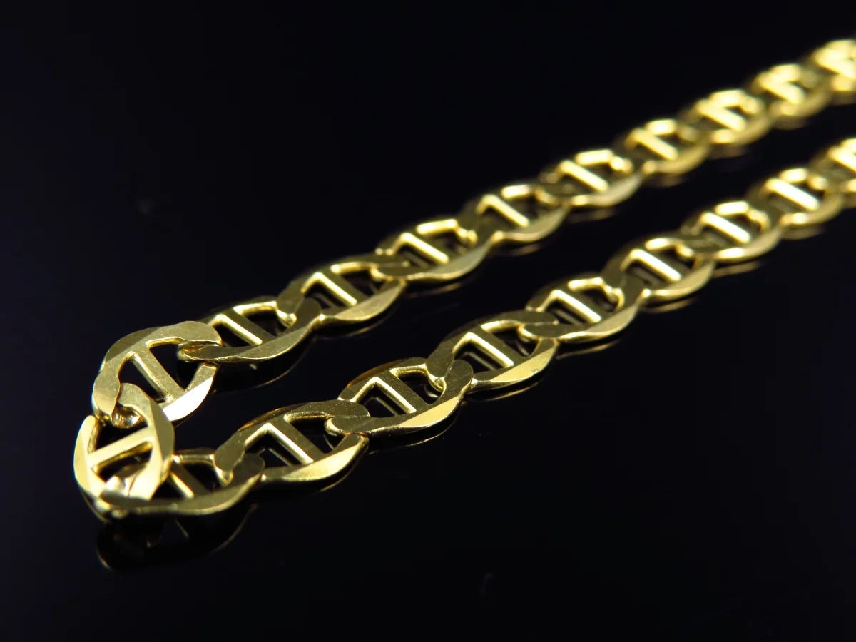 Solid 10K Yellow Gold Flat Mariner Link Chain J2113