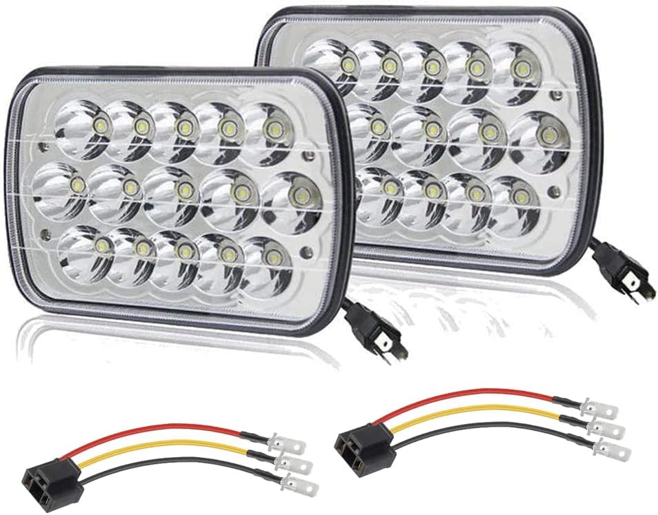 Black Pair 7x6 5x7 LED Headlights Sealed Beam Replacement Pack of 2 G5191