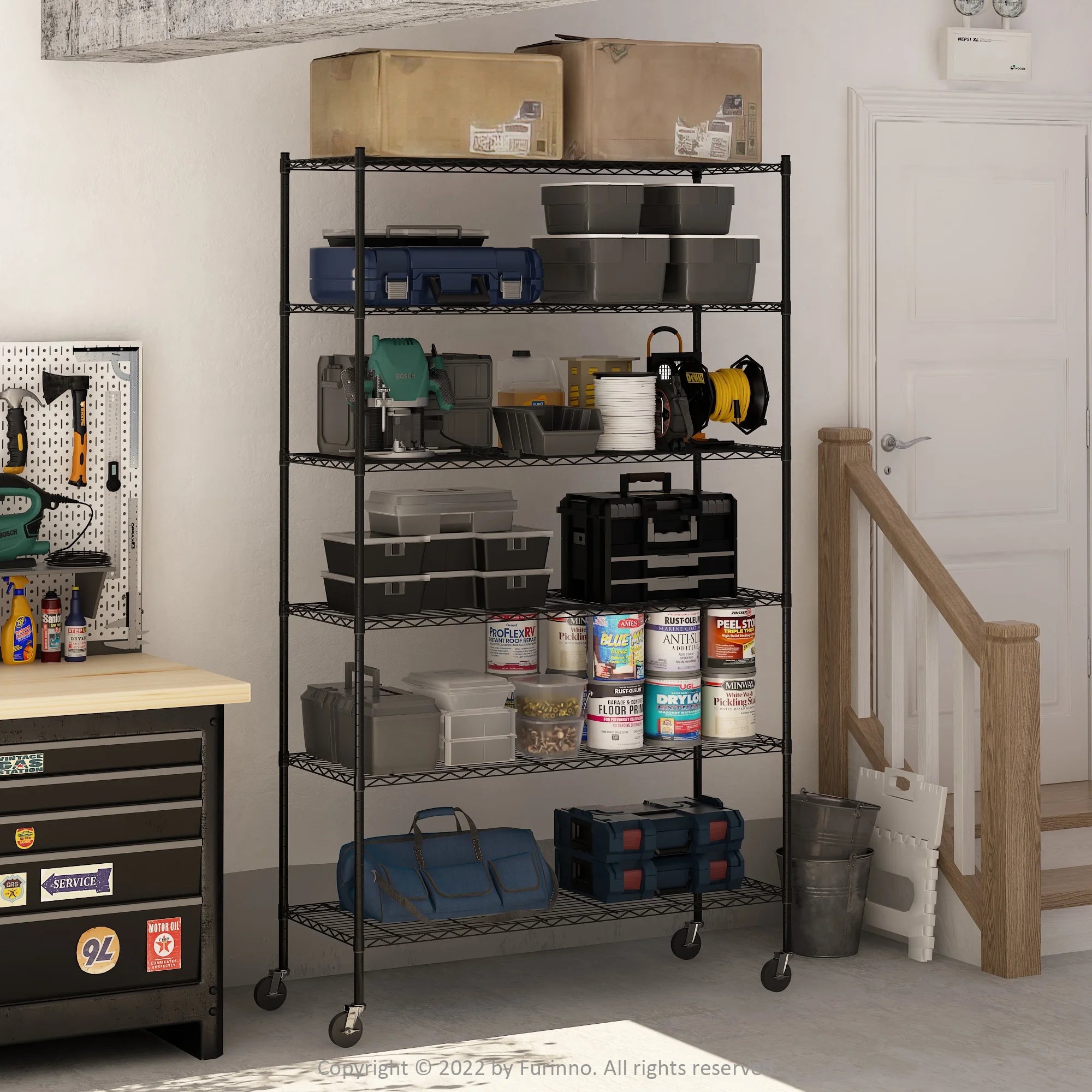 6-Tier Metal Storage Shelf Rack, Black F54753