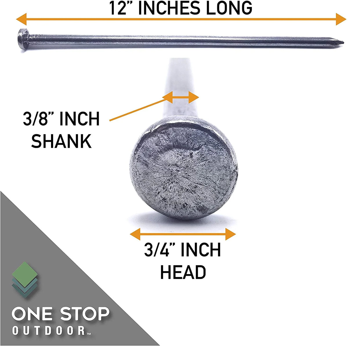 Round Metal Landscape Edging Spikes, 12-Inch Length I27929