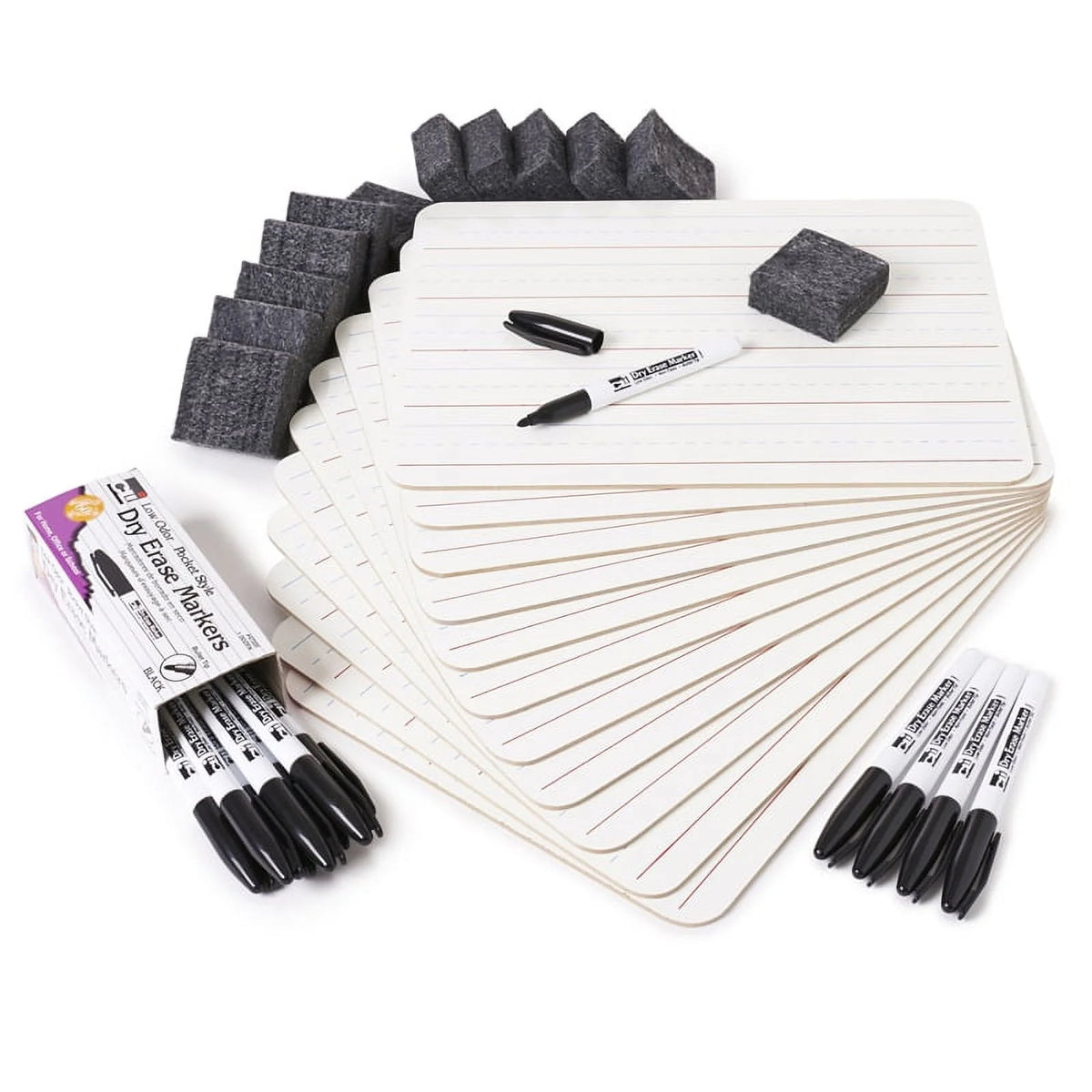 12 Pc Dry Erase Lapboard Class Pack with Erasers and Markers B7819