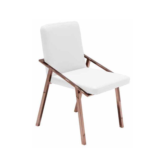 White/Polished Stainless Dining Chair O2609