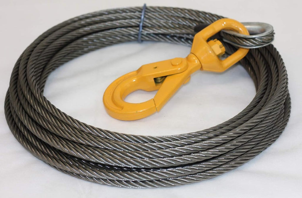 3/8x150 Steel Core Winch Cable with Swivel Hook L7761