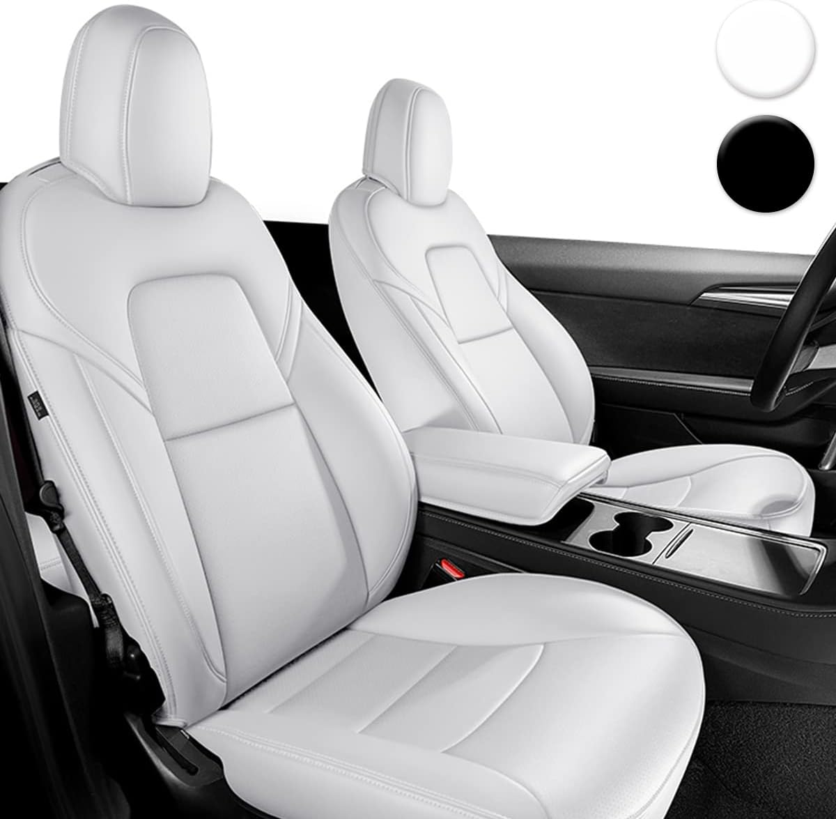 White Waterproof Car Seat Covers Full Set U702881