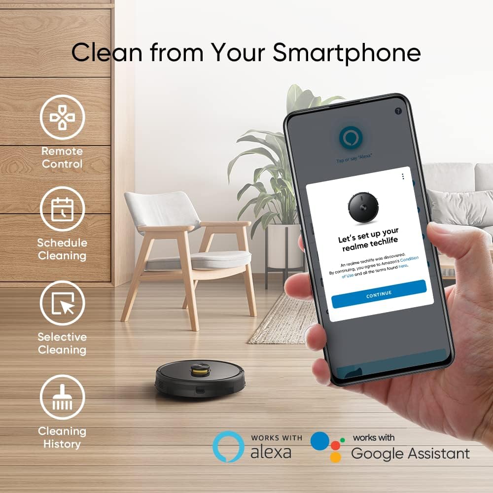 realme Robot Vacuum Cleaner with Lidar Navigation, 3000pa Suction, 180min Runtime Q75886