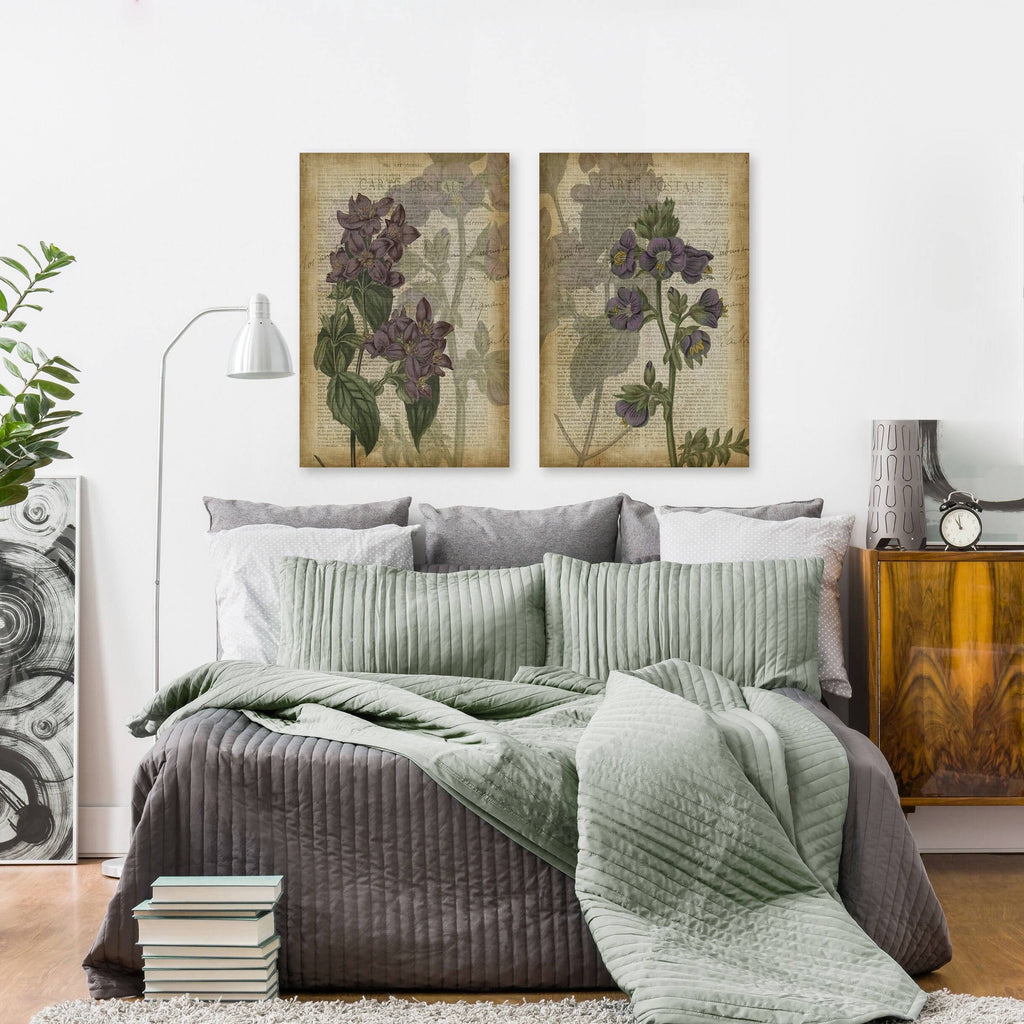 Purple Floral Shadows Diptych V819