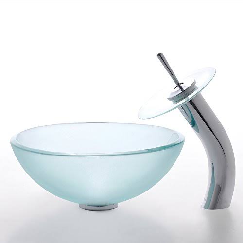 Frosted Glass Oil Rubbed Bronze Vessel Sink I5781