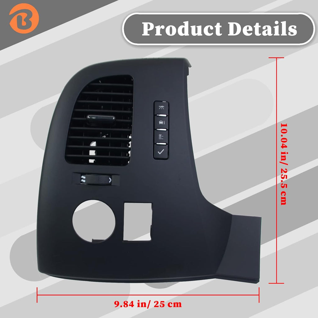 Driver Information Center Control Panel Air Vent Compatible with Chevy Suburban Tahoe Silverado GMC Sierra Yukon XL 1500 2500 3500 HD 2007-2013 Pack of 2 Y6938