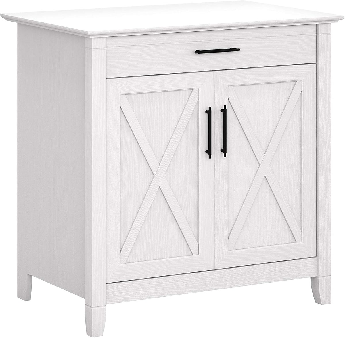 Pure White Oak Secretary Desk with Keyboard Tray and Storage Cabinet O960234