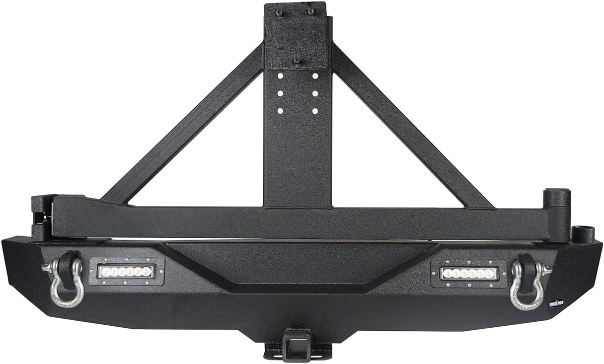 Front & Rear Bumpers Combo with Winch Plate & Spare Tire Carrier & LED Lights & D Rings H51820