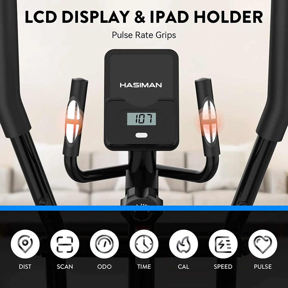 Magnetic Elliptical Exercise Machine with Pulse Rate Grips D675845