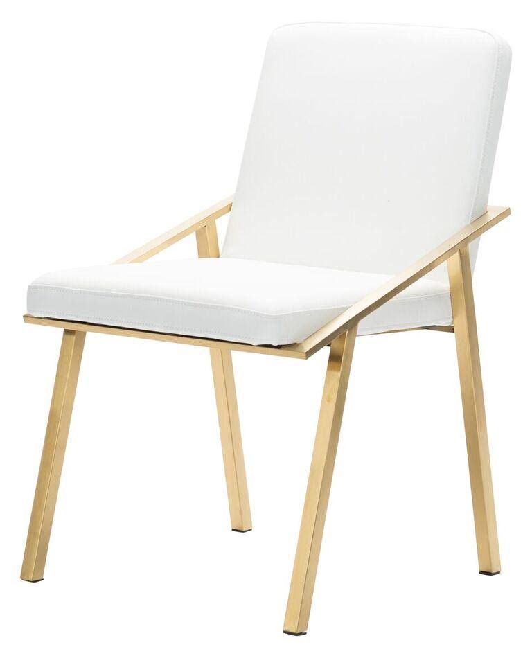 White/Polished Stainless Dining Chair O2609